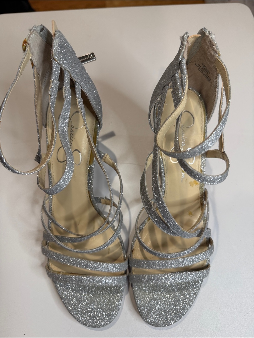 Jessica Simpson Silver Heels Women’s 8